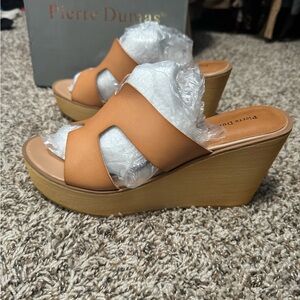 Pierre Dumas Tan Wedge Sandals